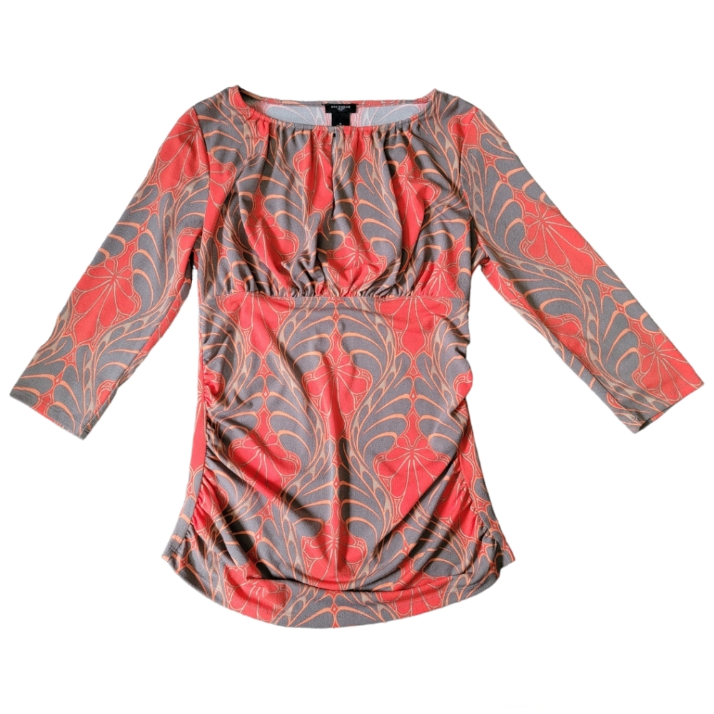 Ann Taylor Retro 3/4 Sleeve Top Shirt Blouse Size Medium